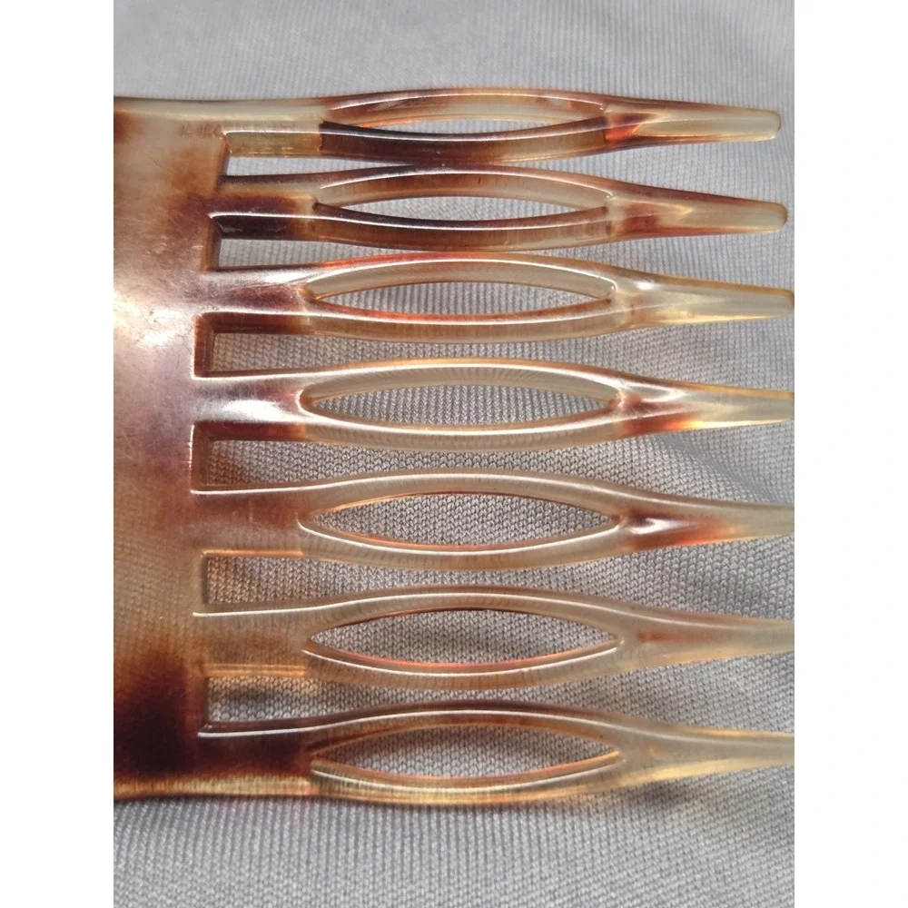 Vintage Hair Comb Faux Tortoise Shell Gold Roses Flowers France Accessory